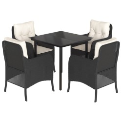 vidaXL Set de muebles jardín 5 pzas con cojines ratán sintético negro
