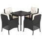 vidaXL Set de muebles jardín 5 pzas con cojines ratán sintético negro vidaXL Set de muebles jardín 5 pzas con cojines ratán sintético negro