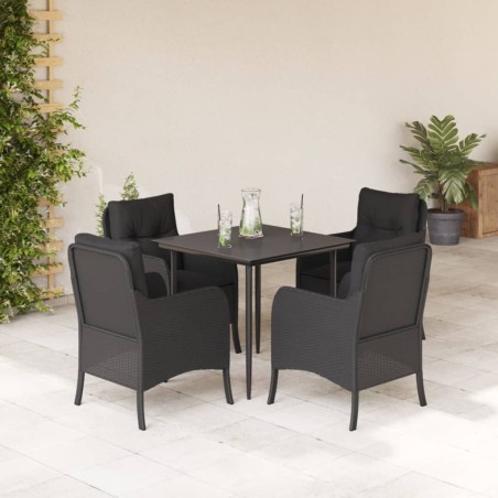 vidaXL Set de muebles jardín 5 pzas con cojines ratán sintético negro