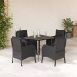 vidaXL Set de muebles jardín 5 pzas con cojines ratán sintético negro vidaXL Set de muebles jardín 5 pzas con cojines ratán sintético negro
