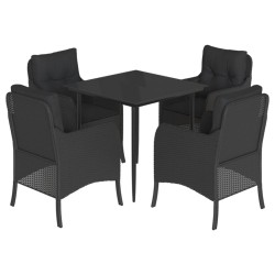 vidaXL Set de muebles jardín 5 pzas con cojines ratán sintético negro