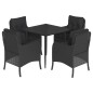 vidaXL Set de muebles jardín 5 pzas con cojines ratán sintético negro vidaXL Set de muebles jardín 5 pzas con cojines ratán sintético negro