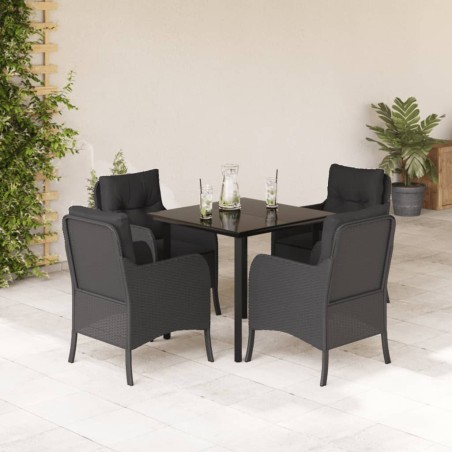 vidaXL Set de muebles jardín 5 pzas con cojines ratán sintético negro