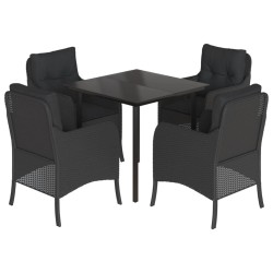 vidaXL Set de muebles jardín 5 pzas con cojines ratán sintético negro