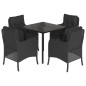vidaXL Set de muebles jardín 5 pzas con cojines ratán sintético negro vidaXL Set de muebles jardín 5 pzas con cojines ratán sintético negro