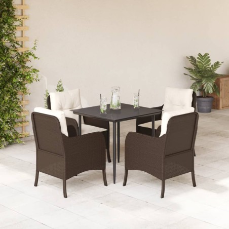 vidaXL Set comedor de jardín 5 piezas y cojines ratán sintético marrón