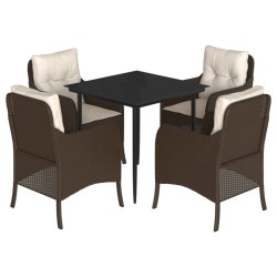 vidaXL Set comedor de jardín 5 piezas y cojines ratán sintético marrón