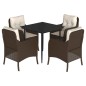 vidaXL Set comedor de jardín 5 piezas y cojines ratán sintético marrón vidaXL Set comedor de jardín 5 piezas y cojines ratán sintético marrón