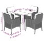 vidaXL Set comedor de jardín 5 piezas y cojines ratán sintético marrón vidaXL Set comedor de jardín 5 piezas y cojines ratán sintético marrón