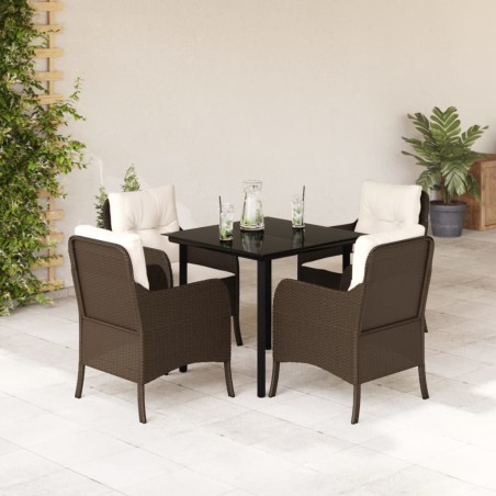 vidaXL Set comedor de jardín 5 piezas y cojines ratán sintético marrón
