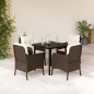 vidaXL Set comedor de jardín 5 piezas y cojines ratán sintético marrón vidaXL Set comedor de jardín 5 piezas y cojines ratán sintético marrón