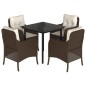vidaXL Set comedor de jardín 5 piezas y cojines ratán sintético marrón vidaXL Set comedor de jardín 5 piezas y cojines ratán sintético marrón
