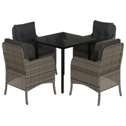 vidaXL Set comedor de jardín 5 piezas con cojines ratán sintético gris