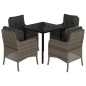 vidaXL Set comedor de jardín 5 piezas con cojines ratán sintético gris vidaXL Set comedor de jardín 5 piezas con cojines ratán sintético gris
