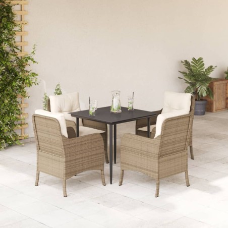 vidaXL Set comedor de jardín 5 pzas con cojines ratán sintético beige