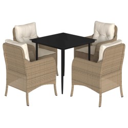 vidaXL Set comedor de jardín 5 pzas con cojines ratán sintético beige