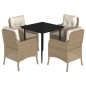 vidaXL Set comedor de jardín 5 pzas con cojines ratán sintético beige