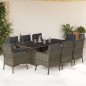 vidaXL Set comedor jardín 9 pzas y cojines ratán sintético gris vidaXL Set comedor jardín 9 pzas y cojines ratán sintético gris