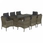 vidaXL Set comedor jardín 9 pzas y cojines ratán sintético gris vidaXL Set comedor jardín 9 pzas y cojines ratán sintético gris