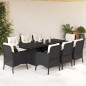 vidaXL Set de comedor de jardín 9 pzas y cojines ratán sintético negro vidaXL Set de comedor de jardín 9 pzas y cojines ratán sintético negro