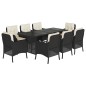 vidaXL Set de comedor de jardín 9 pzas y cojines ratán sintético negro vidaXL Set de comedor de jardín 9 pzas y cojines ratán sintético negro