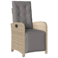 vidaXL Sillón reclinable de jardín con reposapiés ratán PE beige mixto