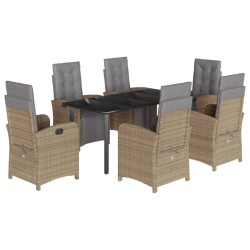 vidaXL Set comedor de jardín 7 pzas con cojines ratán sintético beige