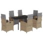 vidaXL Set comedor de jardín 7 pzas con cojines ratán sintético beige vidaXL Set comedor de jardín 7 pzas con cojines ratán sintético beige
