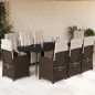 vidaXL Set comedor para jardín 9 pzas y cojines ratán sintético marrón vidaXL Set comedor para jardín 9 pzas y cojines ratán sintético marrón