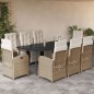 vidaXL Set comedor de jardín 9 pzas con cojines ratán sintético beige vidaXL Set comedor de jardín 9 pzas con cojines ratán sintético beige