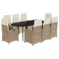 vidaXL Set comedor de jardín 9 pzas con cojines ratán sintético beige vidaXL Set comedor de jardín 9 pzas con cojines ratán sintético beige