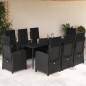 vidaXL Set de comedor de jardín 9 pzas y cojines ratán sintético negro vidaXL Set de comedor de jardín 9 pzas y cojines ratán sintético negro