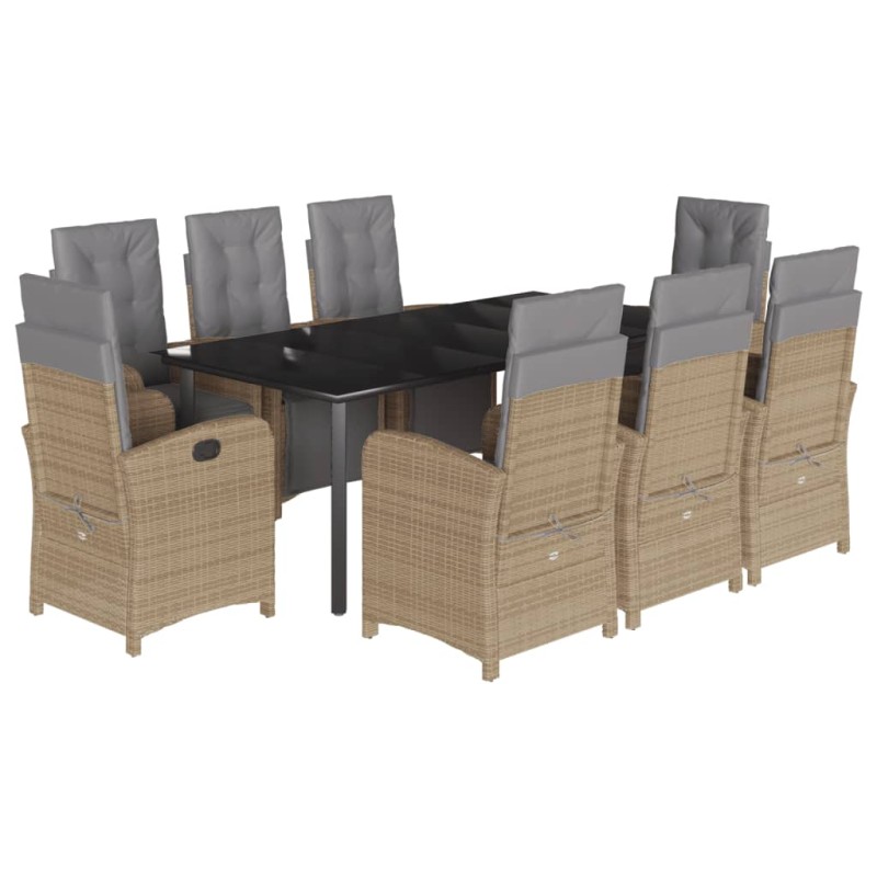 vidaXL Set comedor de jardín 9 pzas con cojines ratán sintético beige vidaXL Set comedor de jardín 9 pzas con cojines ratán sintético beige