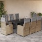 vidaXL Set comedor de jardín 9 pzas con cojines ratán sintético beige vidaXL Set comedor de jardín 9 pzas con cojines ratán sintético beige