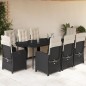 vidaXL Set de comedor de jardín 9 pzas y cojines ratán sintético negro vidaXL Set de comedor de jardín 9 pzas y cojines ratán sintético negro