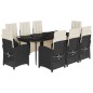 vidaXL Set de comedor de jardín 9 pzas y cojines ratán sintético negro vidaXL Set de comedor de jardín 9 pzas y cojines ratán sintético negro