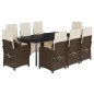 vidaXL Set comedor para jardín 9 pzas y cojines ratán sintético marrón vidaXL Set comedor para jardín 9 pzas y cojines ratán sintético marrón
