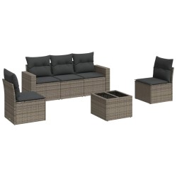 vidaXL Set de muebles de jardín 6 pzas y cojines ratán sintético gris