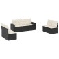 vidaXL Set de comedor de jardín 7 pzas y cojines ratán sintético negro vidaXL Set de comedor de jardín 7 pzas y cojines ratán sintético negro