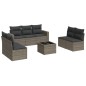 vidaXL Set de sofás de jardín 8 pzas y cojines ratán sintético gris vidaXL Set de sofás de jardín 8 pzas y cojines ratán sintético gris