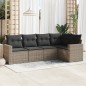 vidaXL Juego de sofás jardín con cojines 5 pzas ratán sintético gris vidaXL Juego de sofás jardín con cojines 5 pzas ratán sintético gris