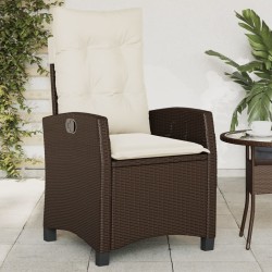 vidaXL Sillón reclinable de jardín con cojines ratán sintético marrón