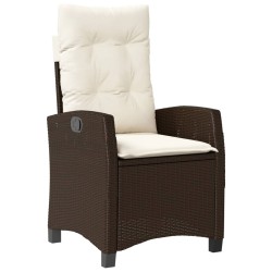 vidaXL Sillón reclinable de jardín con cojines ratán sintético marrón
