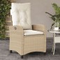 vidaXL Silla de jardín reclinable con cojines ratán sintético beige vidaXL Silla de jardín reclinable con cojines ratán sintético beige