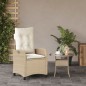 vidaXL Silla de jardín reclinable con cojines ratán sintético beige vidaXL Silla de jardín reclinable con cojines ratán sintético beige