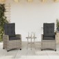 vidaXL Sillones reclinable jardín y cojines 2 uds ratán sintético gris