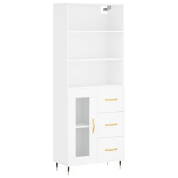 vidaXL Aparador alto madera contrachapada blanco 69,5x34x180 cm