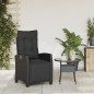 vidaXL Sillón reclinable de jardín con reposapiés ratán PE negro vidaXL Sillón reclinable de jardín con reposapiés ratán PE negro