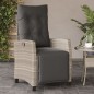 vidaXL Sillón reclinable de jardín con reposapiés ratán PE gris claro vidaXL Sillón reclinable de jardín con reposapiés ratán PE gris claro