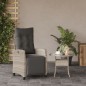 vidaXL Sillón reclinable de jardín con reposapiés ratán PE gris claro vidaXL Sillón reclinable de jardín con reposapiés ratán PE gris claro